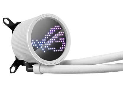 ASUS ROG RYUO III 240 ARGB White Edition All-in-one AIO Liquid CPU Cooler 240mm Radiator, Asetek 8th gen pump solution, Anime Matrix™ LED Display and ROG AF 12S ARGB fan.