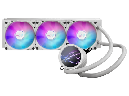 ASUS ROG RYUO III 360 ARGB White Edition All-in-one AIO Liquid CPU Cooler 360mm Radiator, Asetek 8th gen pump solution, Anime Matrix™ LED Display and ROG AF 12S ARGB fan