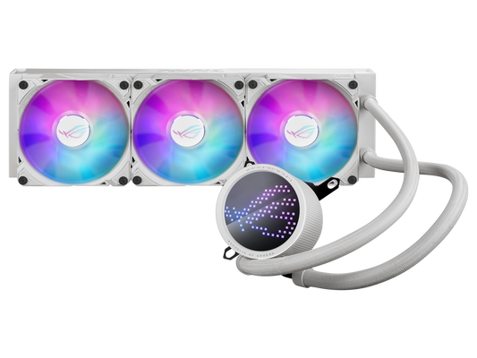 ASUS ROG RYUO III 360 ARGB White Edition All-in-one AIO Liquid CPU Cooler 360mm Radiator, Asetek 8th gen pump solution, Anime Matrix™ LED Display and ROG AF 12S ARGB fan