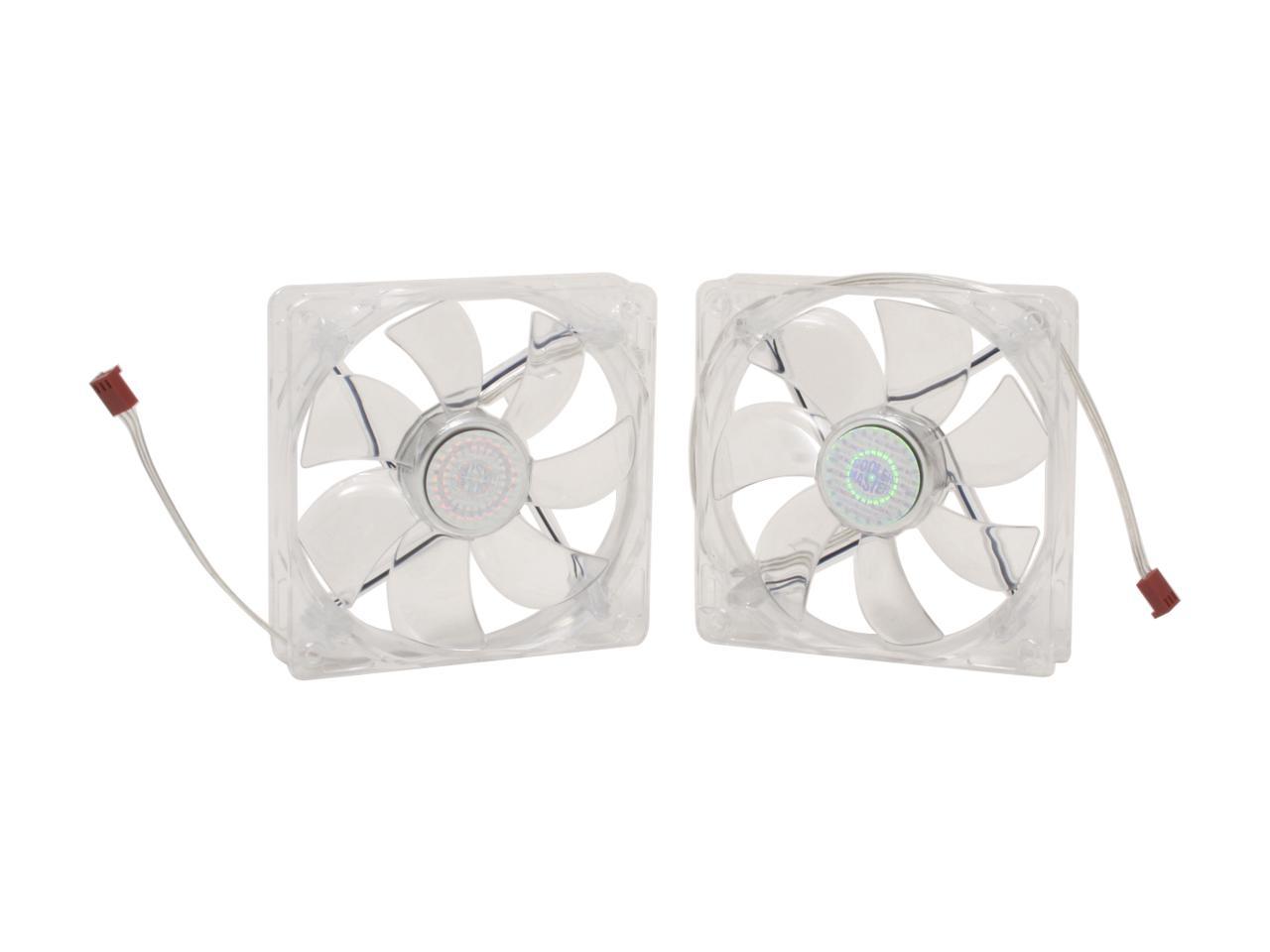 Cooler Master Sleeve Bearing 120mm Blue LED Silent Fan for Computer Cases, CPU Coolers, and Radiators (Value 2-Pack)