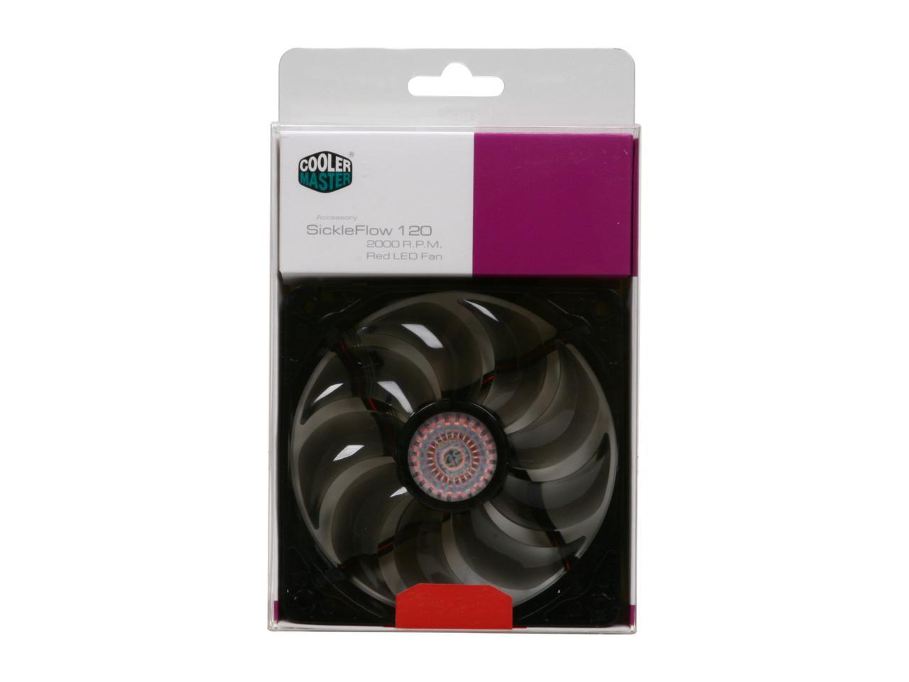 Cooler Master SickleFlow 120 - Sleeve Bearing 120mm Red LED Silent Fan for Computer Cases, CPU Coolers, and Radiators