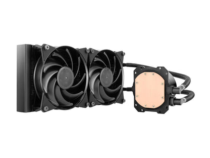 Cooler Master MasterLiquid Lite 240 AIO CPU Liquid Cooler, White LED Pump, FEP Tubing, Dual 120mm Air Balance MF, Dual Dissipation Technology