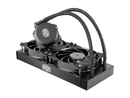Cooler Master MasterLiquid Lite 240 AIO CPU Liquid Cooler, White LED Pump, FEP Tubing, Dual 120mm Air Balance MF, Dual Dissipation Technology