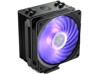 Cooler Master Hyper 212 RGB Black Edition CPU Air Cooler, SF120R RGB Fan, 4 CD 2.0 Heatpipes, Anodized Gun-Metal Black, Brushed Nickel Fins, RGB Lighting for AMD Ryzen/Intel LGA1200/1151