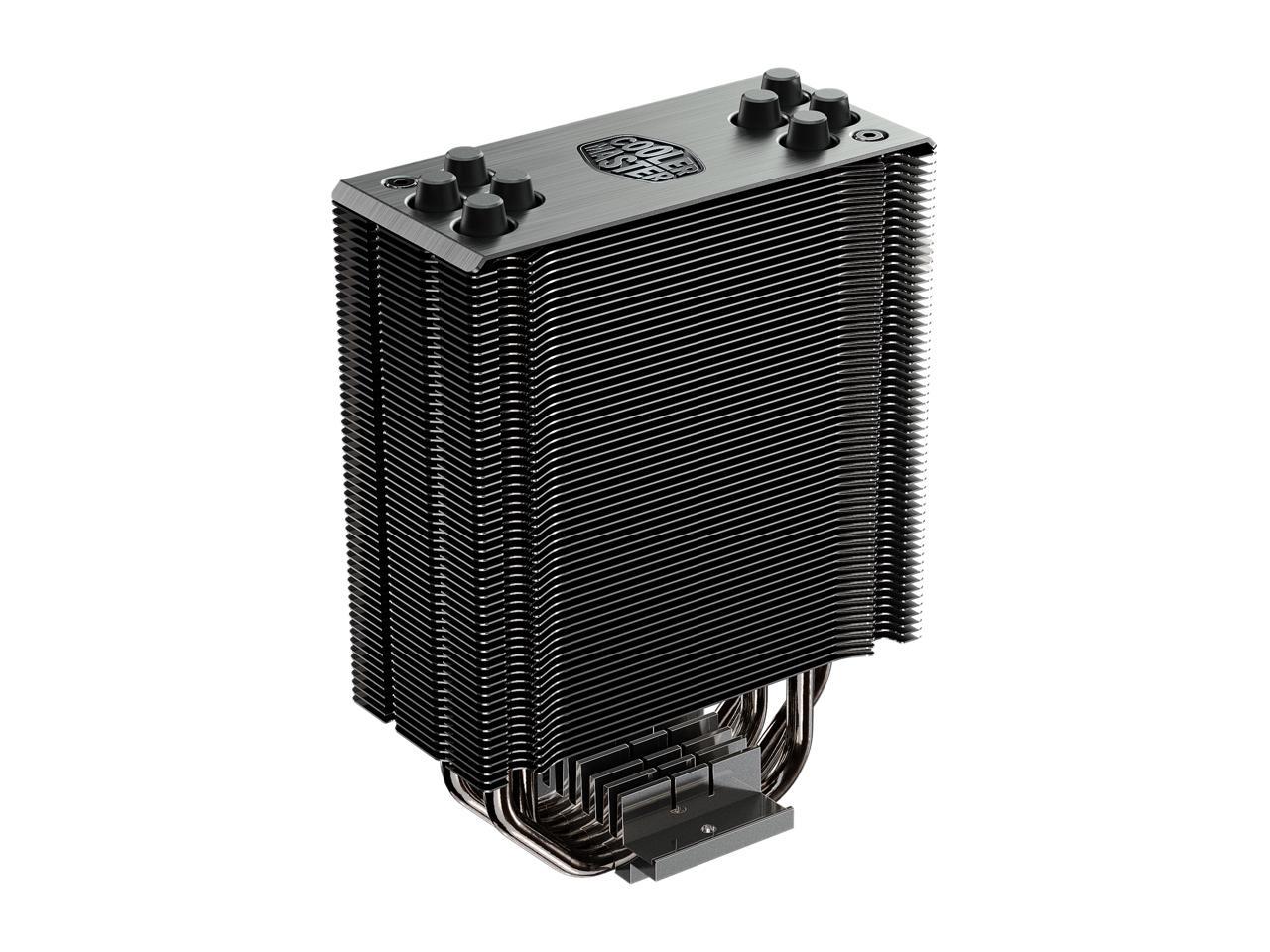 Cooler Master Hyper 212 RGB Black Edition CPU Air Cooler, SF120R RGB Fan, 4 CD 2.0 Heatpipes, Anodized Gun-Metal Black, Brushed Nickel Fins, RGB Lighting for AMD Ryzen/Intel LGA1200/1151