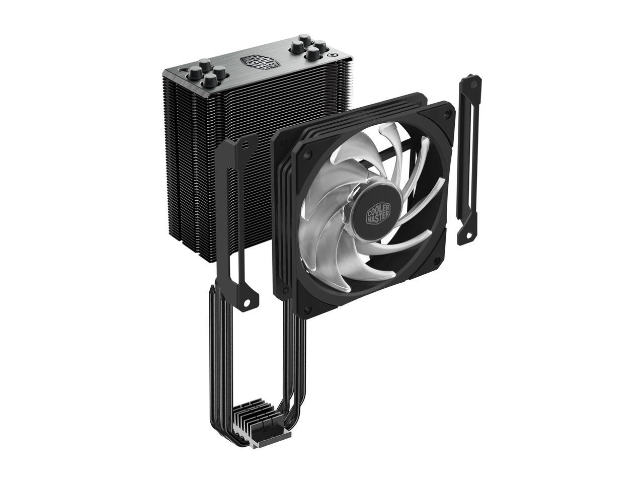 Cooler Master Hyper 212 RGB Black Edition CPU Air Cooler, SF120R RGB Fan, 4 CD 2.0 Heatpipes, Anodized Gun-Metal Black, Brushed Nickel Fins, RGB Lighting for AMD Ryzen/Intel LGA1200/1151
