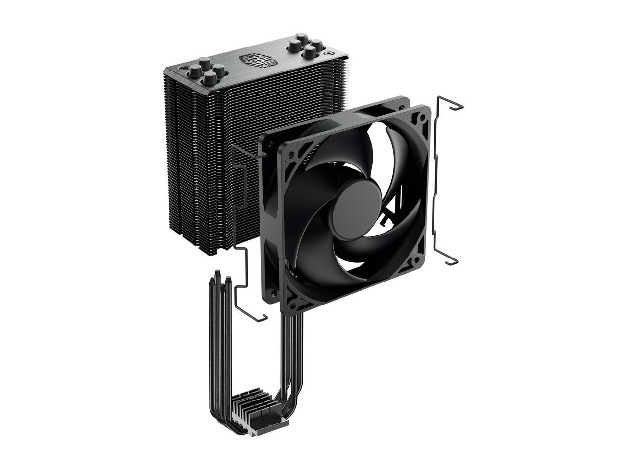 Cooler Master Hyper 212 Black Edition CPU Air Cooler, Silencio FP120 Fan, 4 CDC 2.0 Heatpipes, Anodized Gun-Metal Black, Brushed Nickel Fins for AMD Ryzen/Intel LGA1200/1151