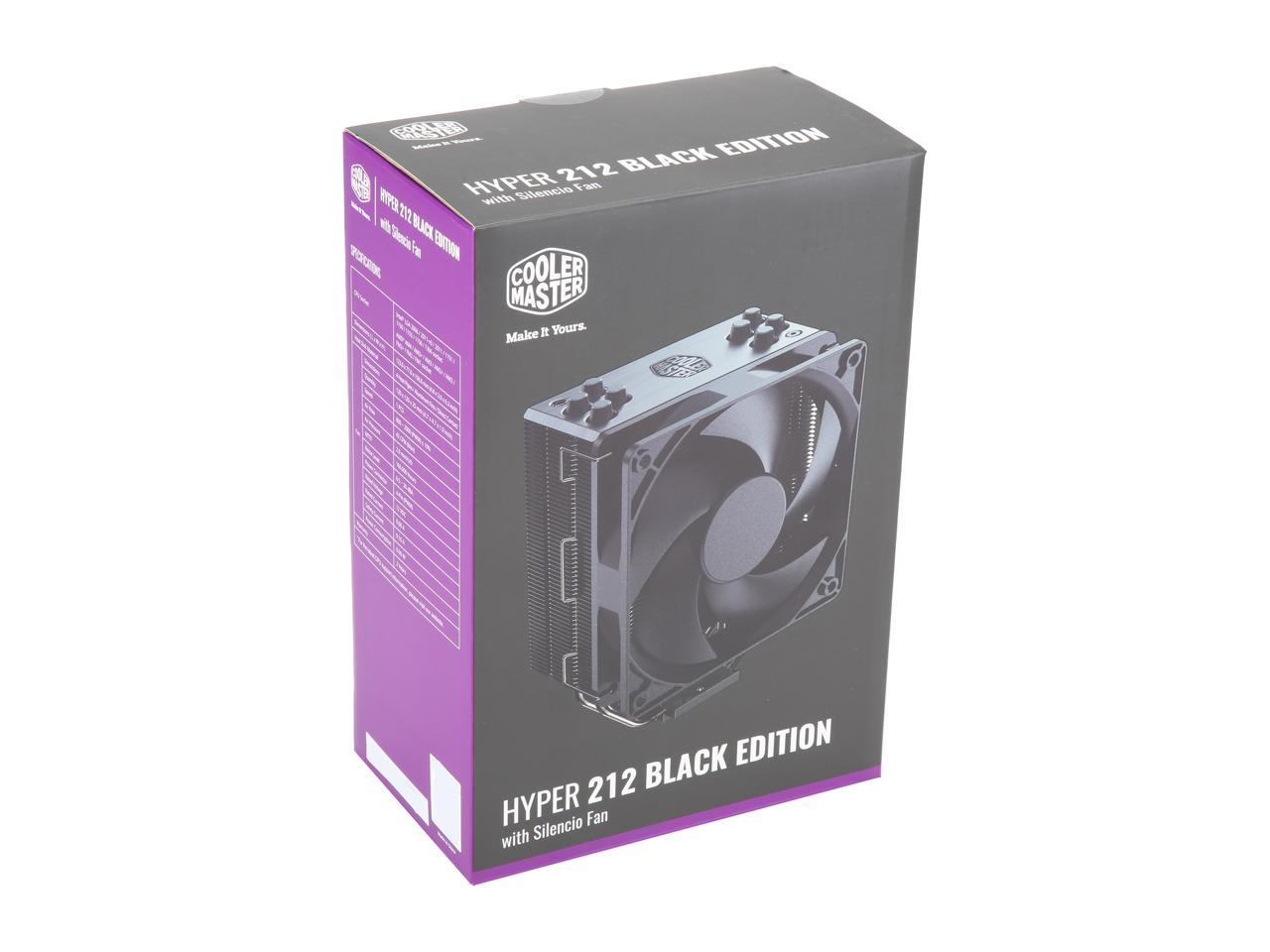 Cooler Master Hyper 212 Black Edition CPU Air Cooler, Silencio FP120 Fan, 4 CDC 2.0 Heatpipes, Anodized Gun-Metal Black, Brushed Nickel Fins for AMD Ryzen/Intel LGA1200/1151