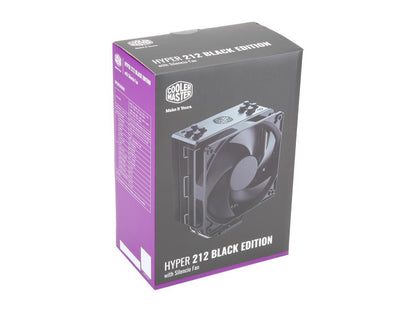 Cooler Master Hyper 212 Black Edition CPU Air Cooler, Silencio FP120 Fan, 4 CDC 2.0 Heatpipes, Anodized Gun-Metal Black, Brushed Nickel Fins for AMD Ryzen/Intel LGA1200/1151