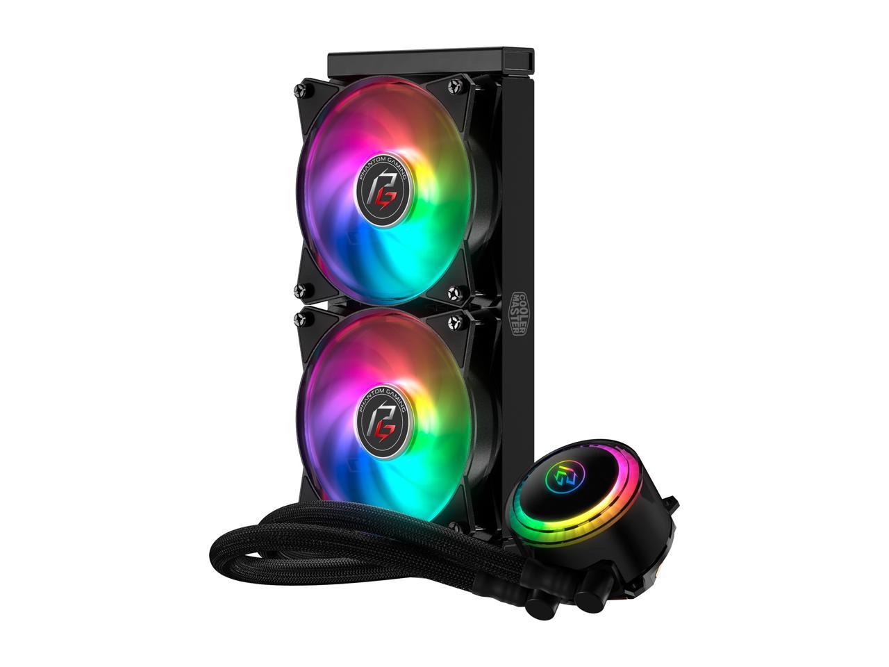 Cooler Master MasterLiquid ML240R Phantom Gaming ARGB Close-Loop AIO CPU Liquid Cooler, 240 Radiator, Dual Chamber Pump & MF120R Fans, Independently-Controlled LEDs for AMD Ryzen/Intel 1200, 1151