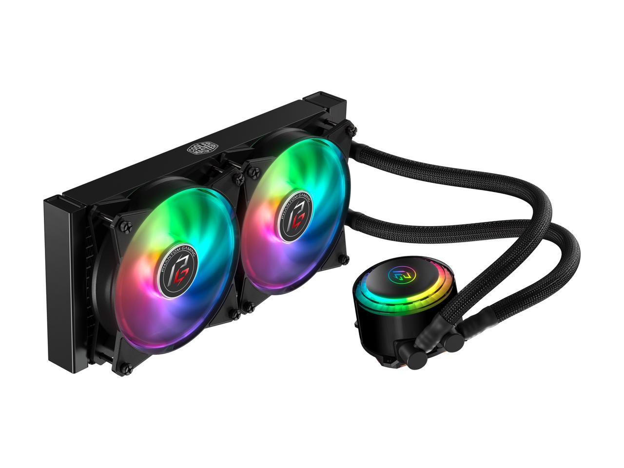 Cooler Master MasterLiquid ML240R Phantom Gaming ARGB Close-Loop AIO CPU Liquid Cooler, 240 Radiator, Dual Chamber Pump & MF120R Fans, Independently-Controlled LEDs for AMD Ryzen/Intel 1200, 1151