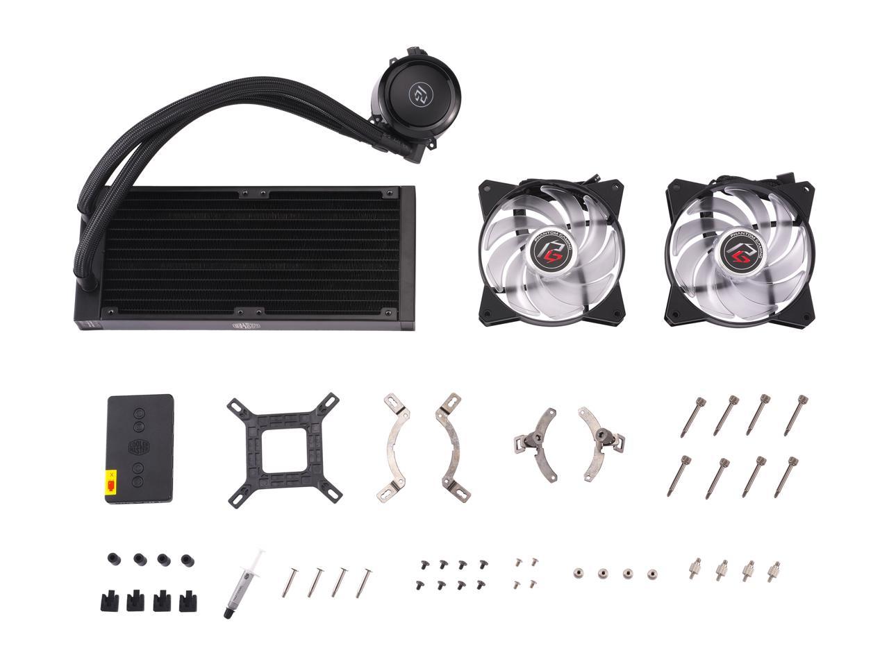 Cooler Master MasterLiquid ML240R Phantom Gaming ARGB Close-Loop AIO CPU Liquid Cooler, 240 Radiator, Dual Chamber Pump & MF120R Fans, Independently-Controlled LEDs for AMD Ryzen/Intel 1200, 1151