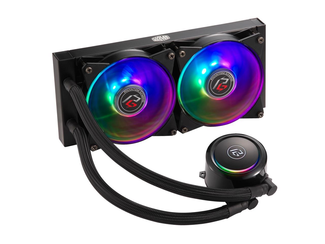 Cooler Master MasterLiquid ML240R Phantom Gaming ARGB Close-Loop AIO CPU Liquid Cooler, 240 Radiator, Dual Chamber Pump & MF120R Fans, Independently-Controlled LEDs for AMD Ryzen/Intel 1200, 1151