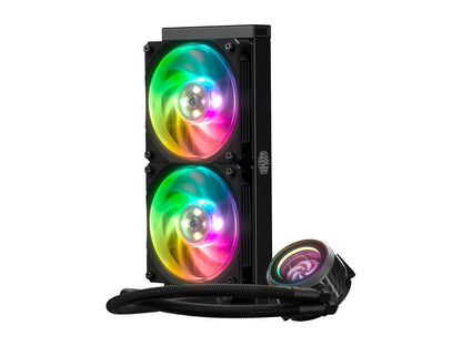 Cooler Master MasterLiquid ML240P Mirage ARGB Close-Loop AIO CPU Liquid Cooler, 240 Radiator, Transparent Pump, Addressable RGB Lighting, Dual MF120 Fans for AMD Ryzen, TR4 /Intel LGA1200/1151