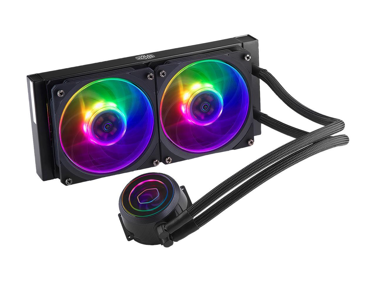 Cooler Master MasterLiquid ML240P Mirage ARGB Close-Loop AIO CPU Liquid Cooler, 240 Radiator, Transparent Pump, Addressable RGB Lighting, Dual MF120 Fans for AMD Ryzen, TR4 /Intel LGA1200/1151