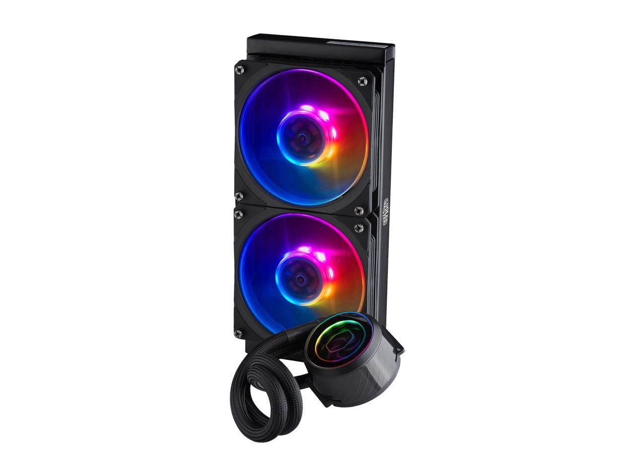 Cooler Master MasterLiquid ML240P Mirage ARGB Close-Loop AIO CPU Liquid Cooler, 240 Radiator, Transparent Pump, Addressable RGB Lighting, Dual MF120 Fans for AMD Ryzen, TR4 /Intel LGA1200/1151