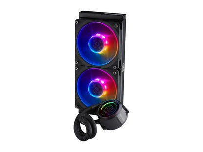 Cooler Master MasterLiquid ML240P Mirage ARGB Close-Loop AIO CPU Liquid Cooler, 240 Radiator, Transparent Pump, Addressable RGB Lighting, Dual MF120 Fans for AMD Ryzen, TR4 /Intel LGA1200/1151