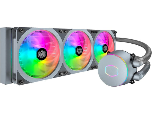 Cooler Master MasterLiquid ML360P Silver Edition ARGB Close-Loop AIO CPU Liquid Cooler, 360 Radiator, SF360R Fan, Addressable RGB Lighting, for AMD Ryzen, Threadripper/Intel LGA1200/1151