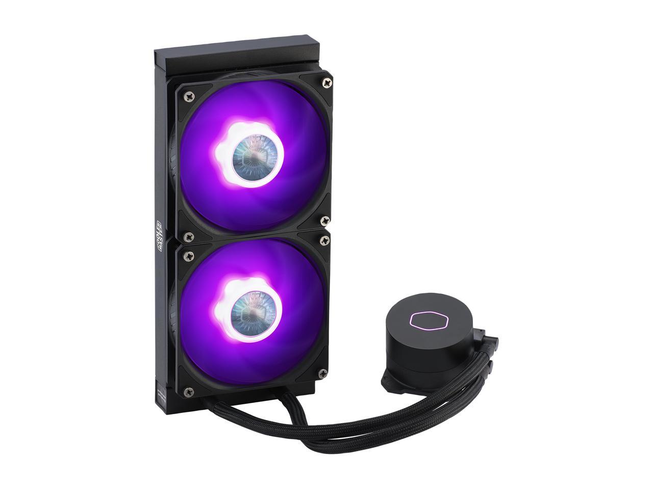CoolerMaster MasterLiquid ML240L RGB V2, Close-Loop AIO CPU Liquid Cooler, 240 Radiator, Dual SickleFlow 120mm, RGB Lighting, 3rd Gen Dual Chamber Pump for AMD Ryzen/Intel LGA1200/1151