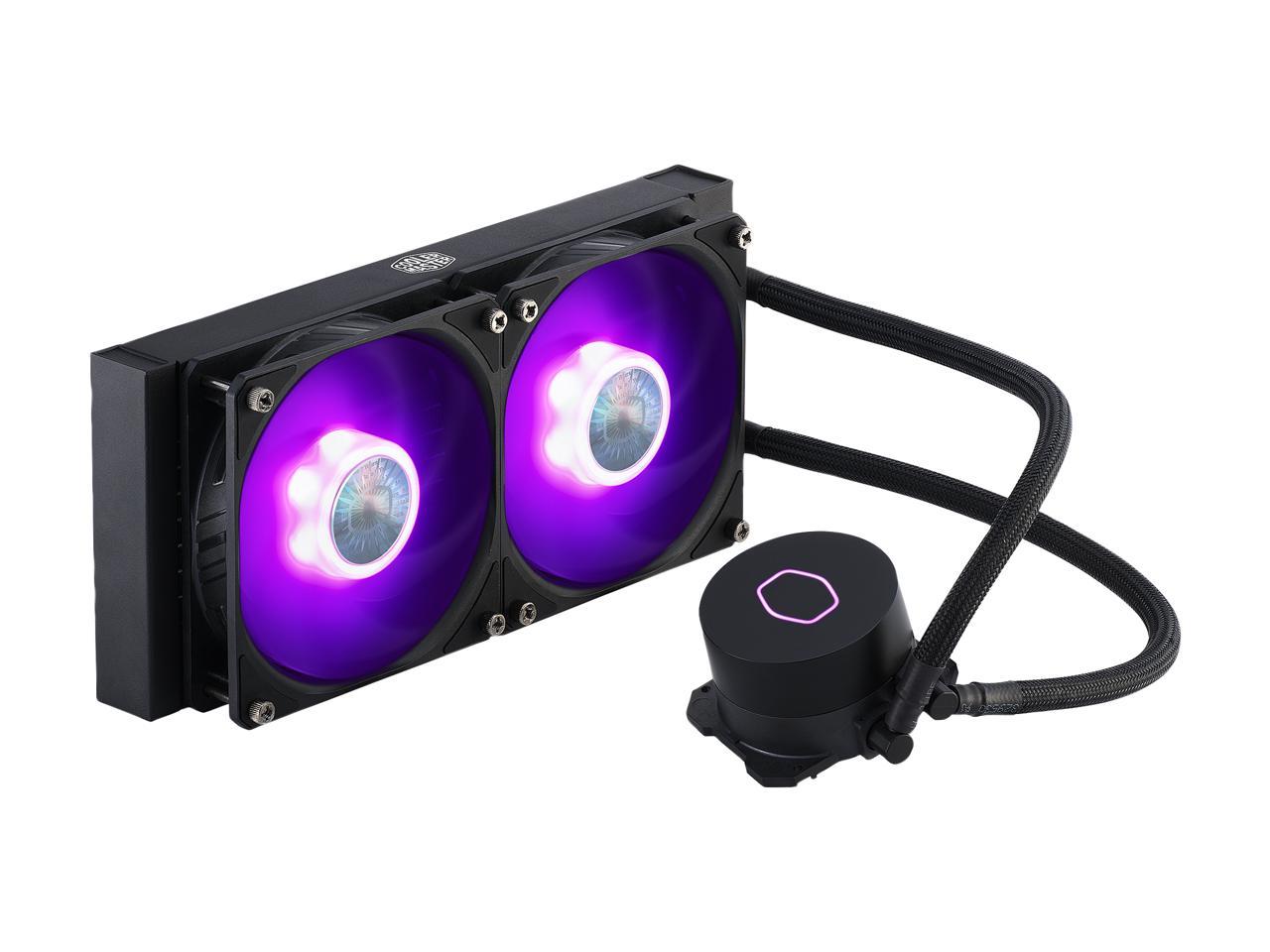 CoolerMaster MasterLiquid ML240L RGB V2, Close-Loop AIO CPU Liquid Cooler, 240 Radiator, Dual SickleFlow 120mm, RGB Lighting, 3rd Gen Dual Chamber Pump for AMD Ryzen/Intel LGA1200/1151
