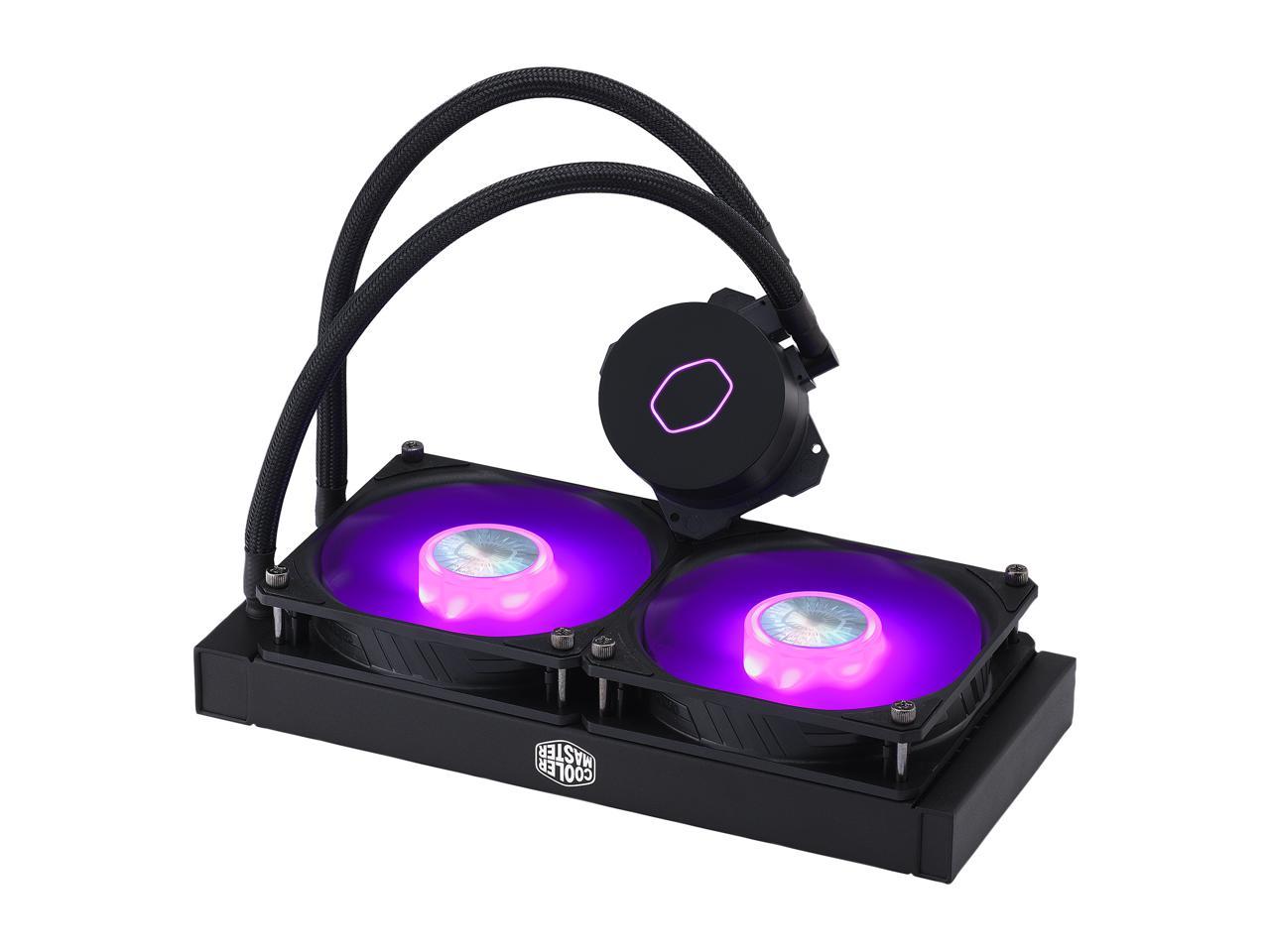 CoolerMaster MasterLiquid ML240L RGB V2, Close-Loop AIO CPU Liquid Cooler, 240 Radiator, Dual SickleFlow 120mm, RGB Lighting, 3rd Gen Dual Chamber Pump for AMD Ryzen/Intel LGA1200/1151