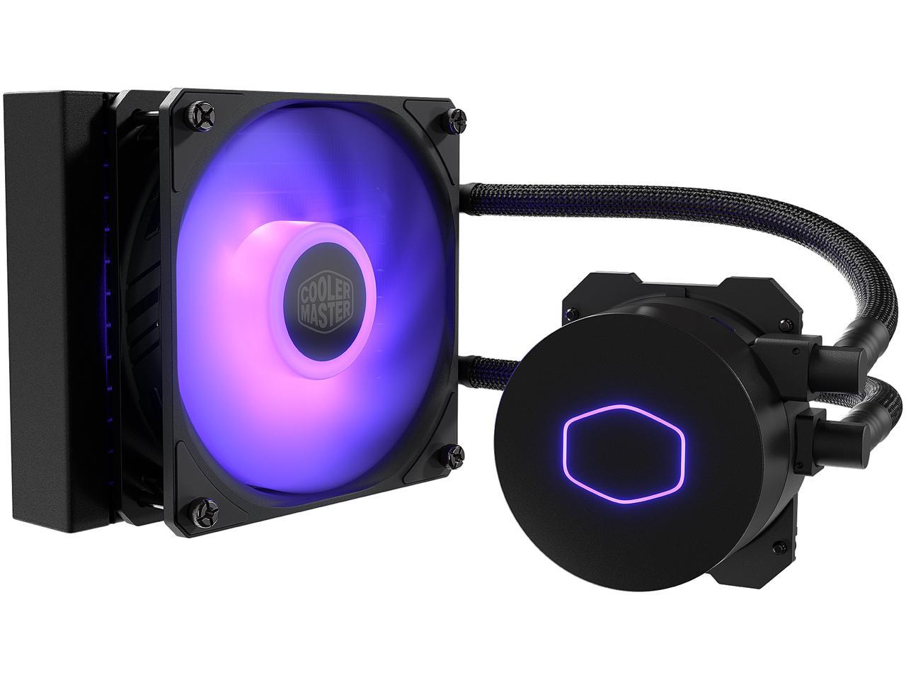 CoolerMaster MasterLiquid ML120L RGB V2, Close-Loop AIO CPU Liquid Cooler, 120 Radiator, SickleFlow 120mm, RGB Lighting, 3rd Gen Dual Chamber Pump for AMD Ryzen/Intel LGA1200/1151
