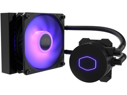 CoolerMaster MasterLiquid ML120L RGB V2, Close-Loop AIO CPU Liquid Cooler, 120 Radiator, SickleFlow 120mm, RGB Lighting, 3rd Gen Dual Chamber Pump for AMD Ryzen/Intel LGA1200/1151