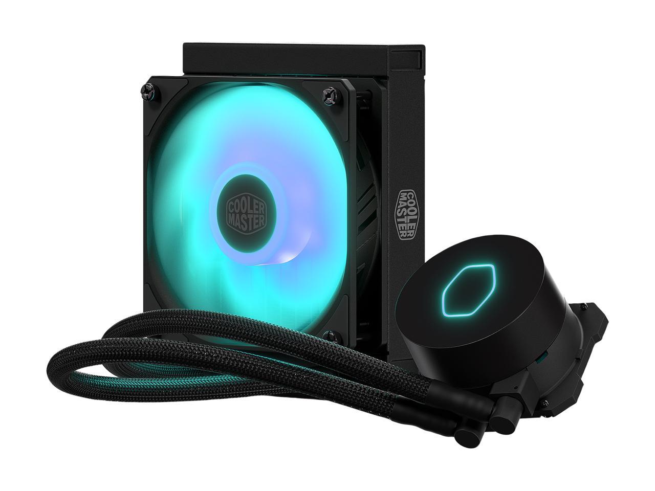 CoolerMaster MasterLiquid ML120L RGB V2, Close-Loop AIO CPU Liquid Cooler, 120 Radiator, SickleFlow 120mm, RGB Lighting, 3rd Gen Dual Chamber Pump for AMD Ryzen/Intel LGA1200/1151