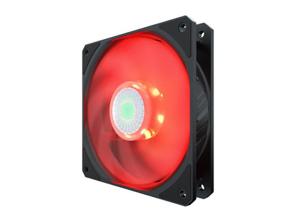 Cooler Master SickleFlow 120 V2 Red Led Square Frame Fan with Air Balance Curve Blade Design, Sealed Bearing, PWM Control for Computer Case & Liquid Radiator