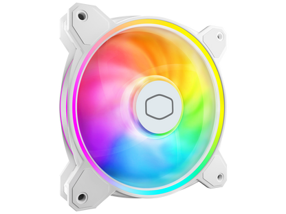 Cooler Master MasterFan MF120 Halo² White Fan, Duo-Ring ARGB Gen 2 LED Rings, 120mm 2050rpm Dynamic PWM, Enlarged Fan Blades, Hybrid Frame For PC Case, Liquid and Air Cooler (MFL-B2DW-21NP2-R2)