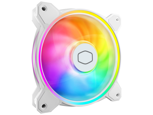 Cooler Master MasterFan MF120 Halo² White Fan, Duo-Ring ARGB Gen 2 LED Rings, 120mm 2050rpm Dynamic PWM, Enlarged Fan Blades, Hybrid Frame For PC Case, Liquid and Air Cooler (MFL-B2DW-21NP2-R2)