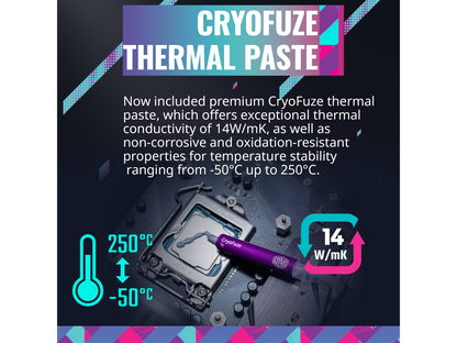 CoolerMaster MasterLiquid 240L Core White 240mm Close-Loop AIO Liquid Cooler, ARGB Sync, Gen S Coldplate Pump, 120mm PWM, CryoFuze 14W/mK, AMD Ryzen AM5/AM4, Intel LGA 1700/1200 (MLW-D24M-A18PZ-RW)