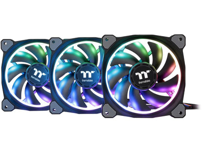Thermaltake Riing Plus 12 RGB TT Premium Edition 120mm Software Enabled Circular 12 Controllable LED RGB Ring Case/Radiator Fan - Triple Pack - CL-F053-PL12SW-A