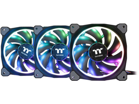 Thermaltake Riing Plus 12 RGB TT Premium Edition 120mm Software Enabled Circular 12 Controllable LED RGB Ring Case/Radiator Fan - Triple Pack - CL-F053-PL12SW-A