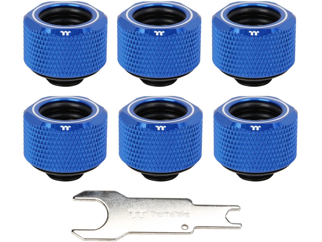 Thermaltake Pacific Blue 4 Build-in O-Rings C-Pro G1/4 PETG 16mm OD Compression Fitting 6 Pack CL-W210-CU00BU-B