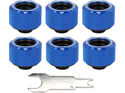 Thermaltake Pacific Blue 4 Build-in O-Rings C-Pro G1/4 PETG 16mm OD Compression Fitting 6 Pack CL-W210-CU00BU-B
