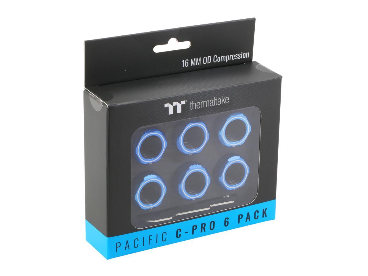Thermaltake Pacific Blue 4 Build-in O-Rings C-Pro G1/4 PETG 16mm OD Compression Fitting 6 Pack CL-W210-CU00BU-B