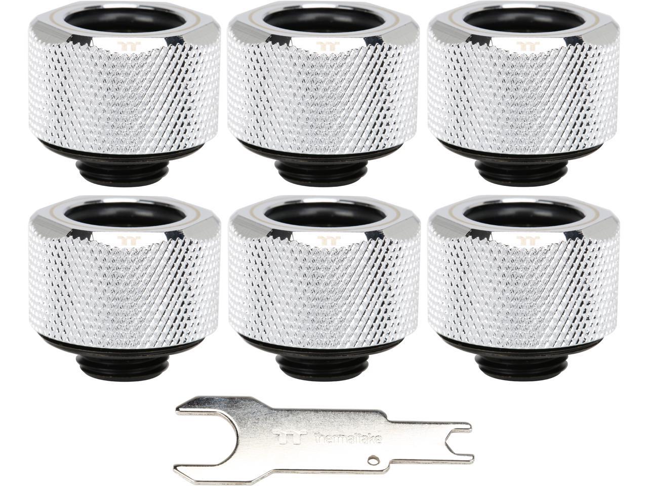 Thermaltake CL-W213-CU00SL-B Pacific C-PRO G1/4 PETG Tube 16mm OD Compression - Chrome (6-Pack Fittings)