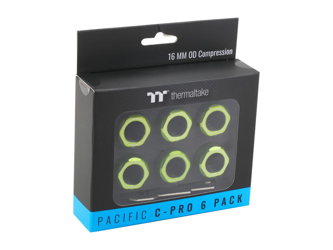 Thermaltake Pacific Green 4 Build-in O-Rings C-Pro G1/4 PETG 16mm OD Compression Fitting 6 Pack CL-W212-CU00GR-B