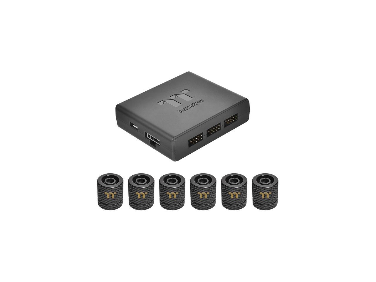 Thermaltake Pacific RGB Plus TT Premium Edition (Alexa, Razer Chroma) Software Enabled 6-Pack G 1/4" PETG Tube 16mm OD 12mm ID Fitting Kit CL-W185-CU00BL-A