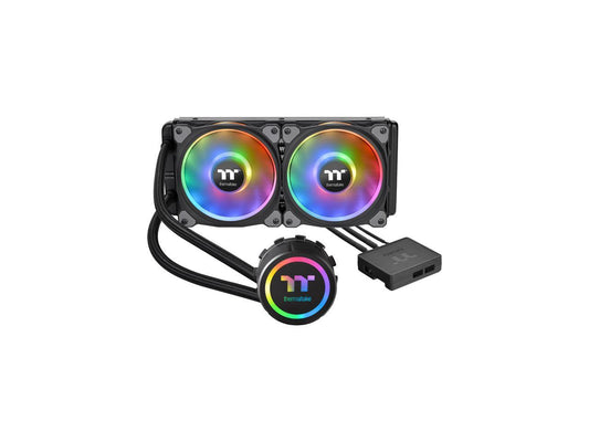 Thermaltake Floe DX 240 Dual Riing Duo 16.8 Million Colors RGB 36 LED LGA2066 AM4 Ready Intel/AMD Liquid Cooling All-in-One CPU Cooler, CL-W255-PL12SW-B