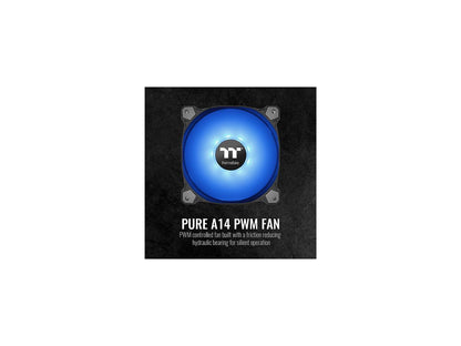 Thermaltake Pure A14 140mm Blue LED PWM Controlled Hydraulic Bearing High Airflow High Performance Case/Radiator Fan, CL-F110-PL14BU-B