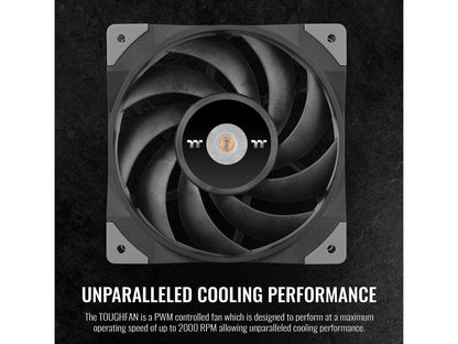 Thermaltake ToughFan 12 High Static Pressure 2000 PWM, Metal-Reinforced Motor Hub, Gen.2 Hydraulic Bearing Case/ Radiator Fan (Single Pack) CL-F117-PL12BL-A