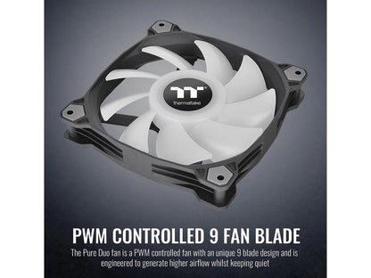 Thermaltake Pure Duo 140mm 16.8 Million RGB Color 5V ARGB Motherboard Sync 2 Light Rings 18 Addressable LED 9 Blades Hydraulic Bearing Case/Radiator Fan (Dual Pack) CL-F116-PL14SW-B