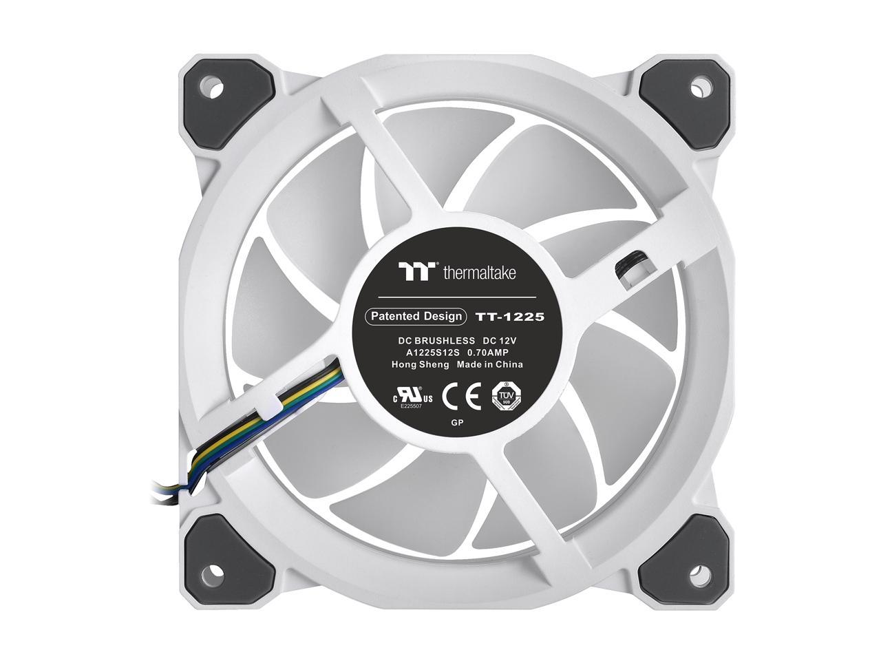 Thermaltake Riing Quad 120mm 16.8 Million RGB Color (Alexa, Razer Chroma) Software Enabled 4 Light Rings 54 Addressable LED 9 Blades Hydraulic Bearing White Case/Radiator Fan, Single Pack, CL-F100-PL12SW-C