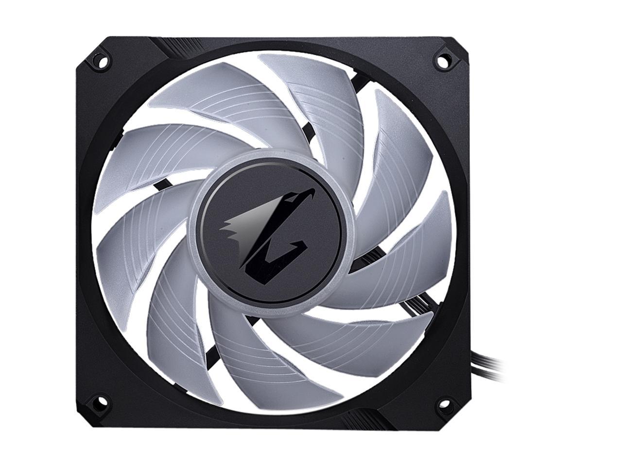 AORUS RGB Liquid Cooler 360 Windforce Radiator Triple 120mm 360mm PWM Fans Customizable Full Color LCD Display Advanced RGB Lighting and Control both AMD AM4, TR4 and Intel 115X/2066