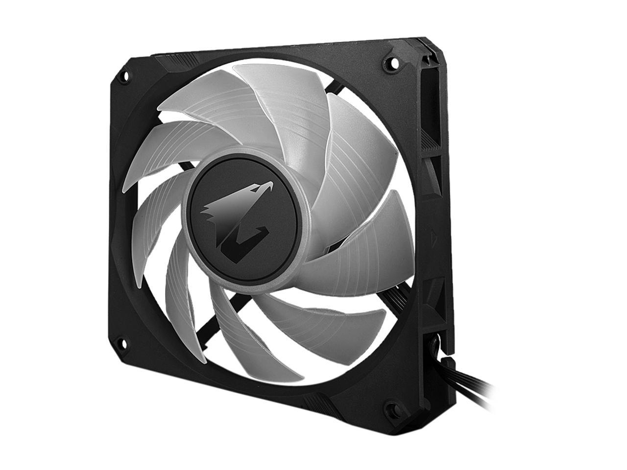 AORUS RGB Liquid Cooler 360 Windforce Radiator Triple 120mm 360mm PWM Fans Customizable Full Color LCD Display Advanced RGB Lighting and Control both AMD AM4, TR4 and Intel 115X/2066