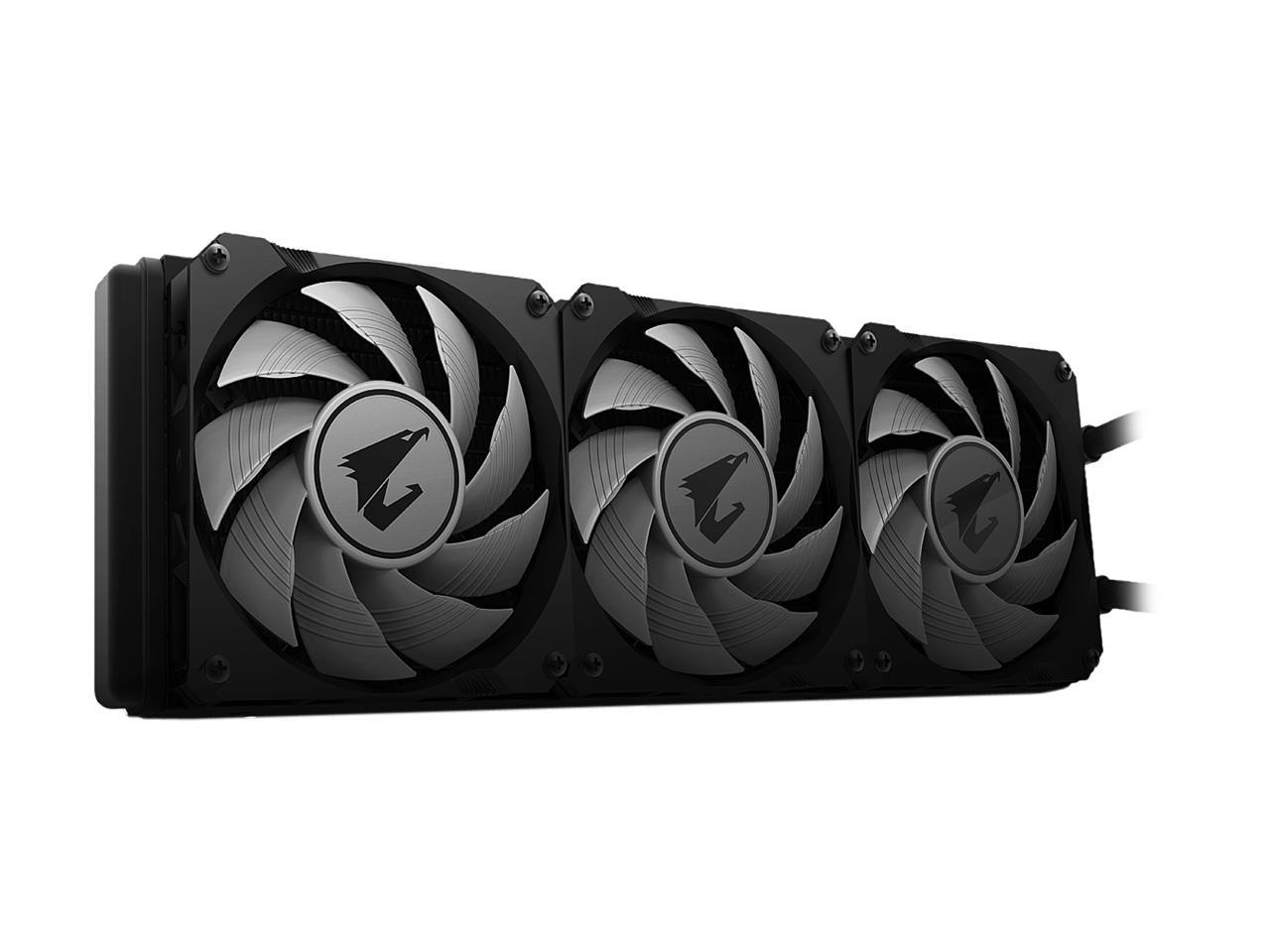 AORUS RGB Liquid Cooler 360 Windforce Radiator Triple 120mm 360mm PWM Fans Customizable Full Color LCD Display Advanced RGB Lighting and Control both AMD AM4, TR4 and Intel 115X/2066