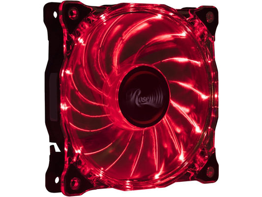 Rosewill RFA-80RL - 120mm CULLINAN Computer Case Cooling Fan with LP4 Adapter - Semi-Transparent Frame & Red LED Lights, Sleeve Bearing, Silent