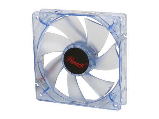 Rosewill RFA-120-BL - 120mm Computer Case Cooling Fan with LP4 Adapter - Blue Frame & 4 Blue LED Lights, Sleeve Bearing, Silent Case Fan